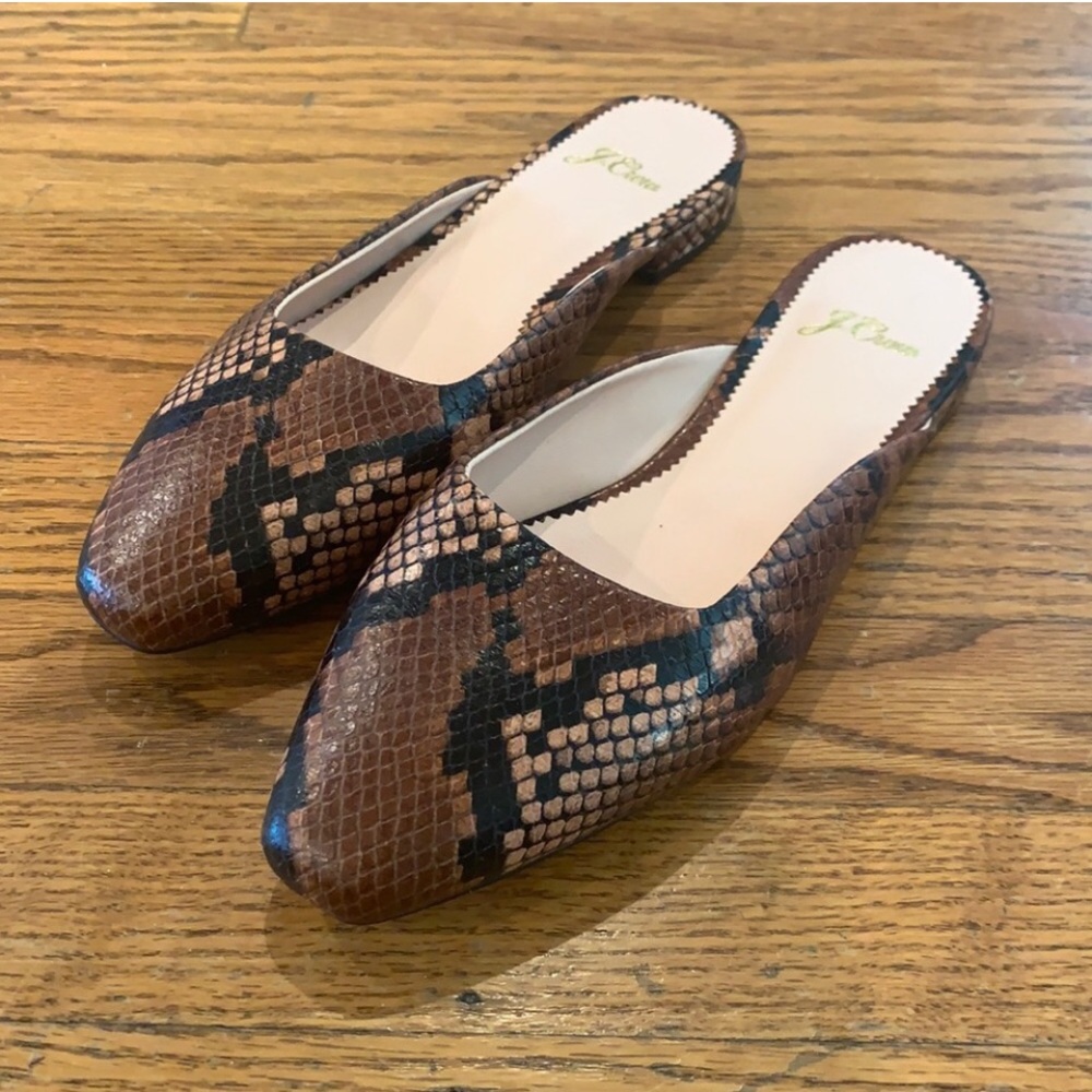 J. Crew Neutral Leather Mules